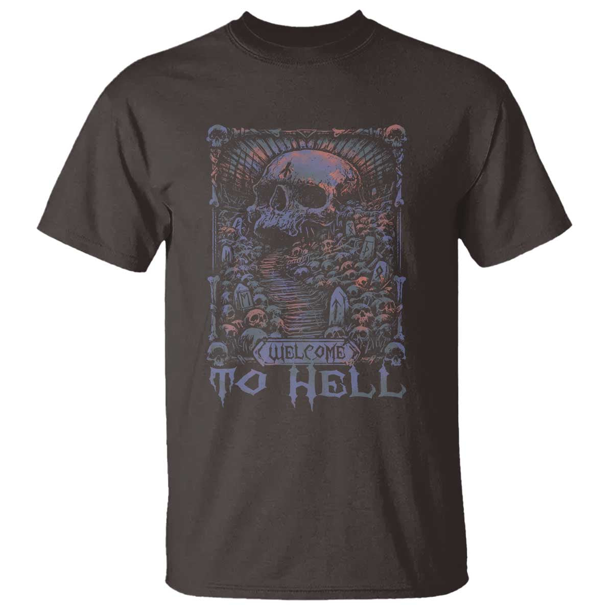 Horror Halloween T Shirt Welcome To Hell Creepy Skull - Wonder Print Shop