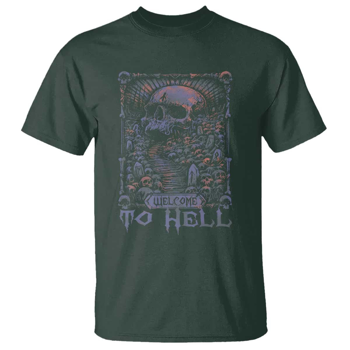 Horror Halloween T Shirt Welcome To Hell Creepy Skull - Wonder Print Shop