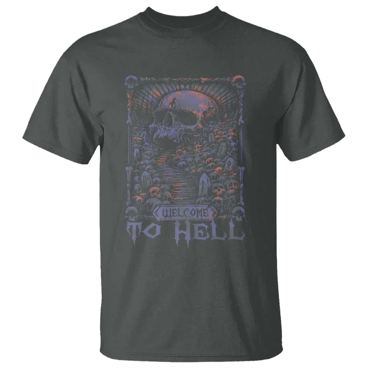 Horror Halloween T Shirt Welcome To Hell Creepy Skull - Wonder Print Shop