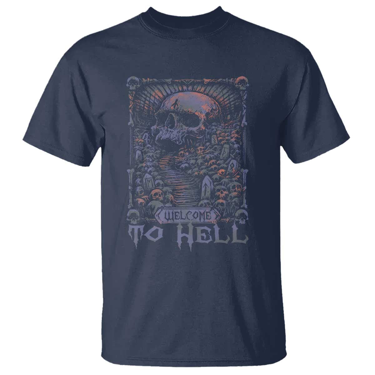 Horror Halloween T Shirt Welcome To Hell Creepy Skull - Wonder Print Shop