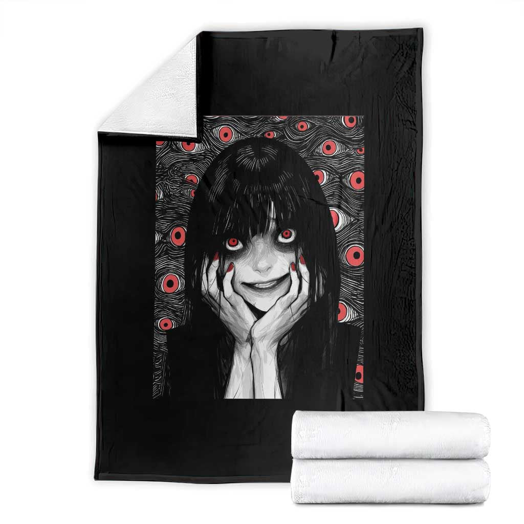 Horror Anime Girl Manga Creepy Halloween Throw Blanket - Wonder Print Shop