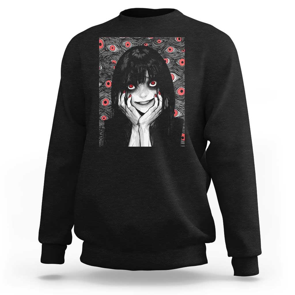 Horror Anime Girl Manga Creepy Halloween Sweatshirt - Wonder Print Shop