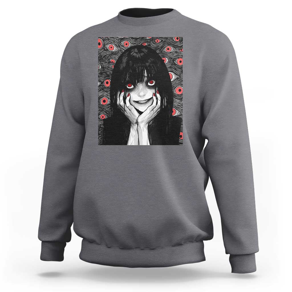 Horror Anime Girl Manga Creepy Halloween Sweatshirt - Wonder Print Shop