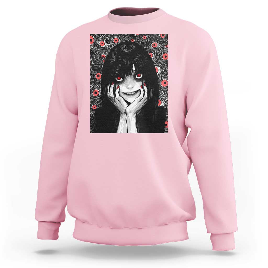 Horror Anime Girl Manga Creepy Halloween Sweatshirt - Wonder Print Shop