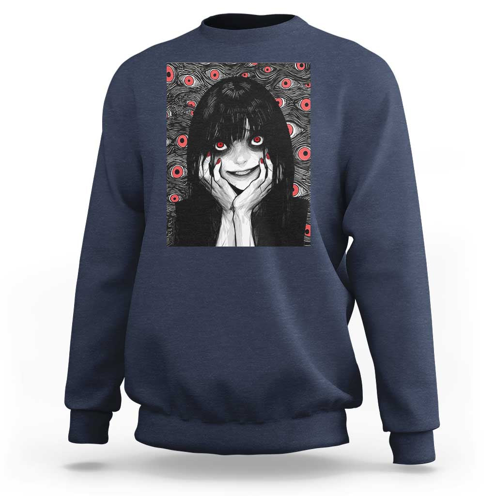 Horror Anime Girl Manga Creepy Halloween Sweatshirt - Wonder Print Shop