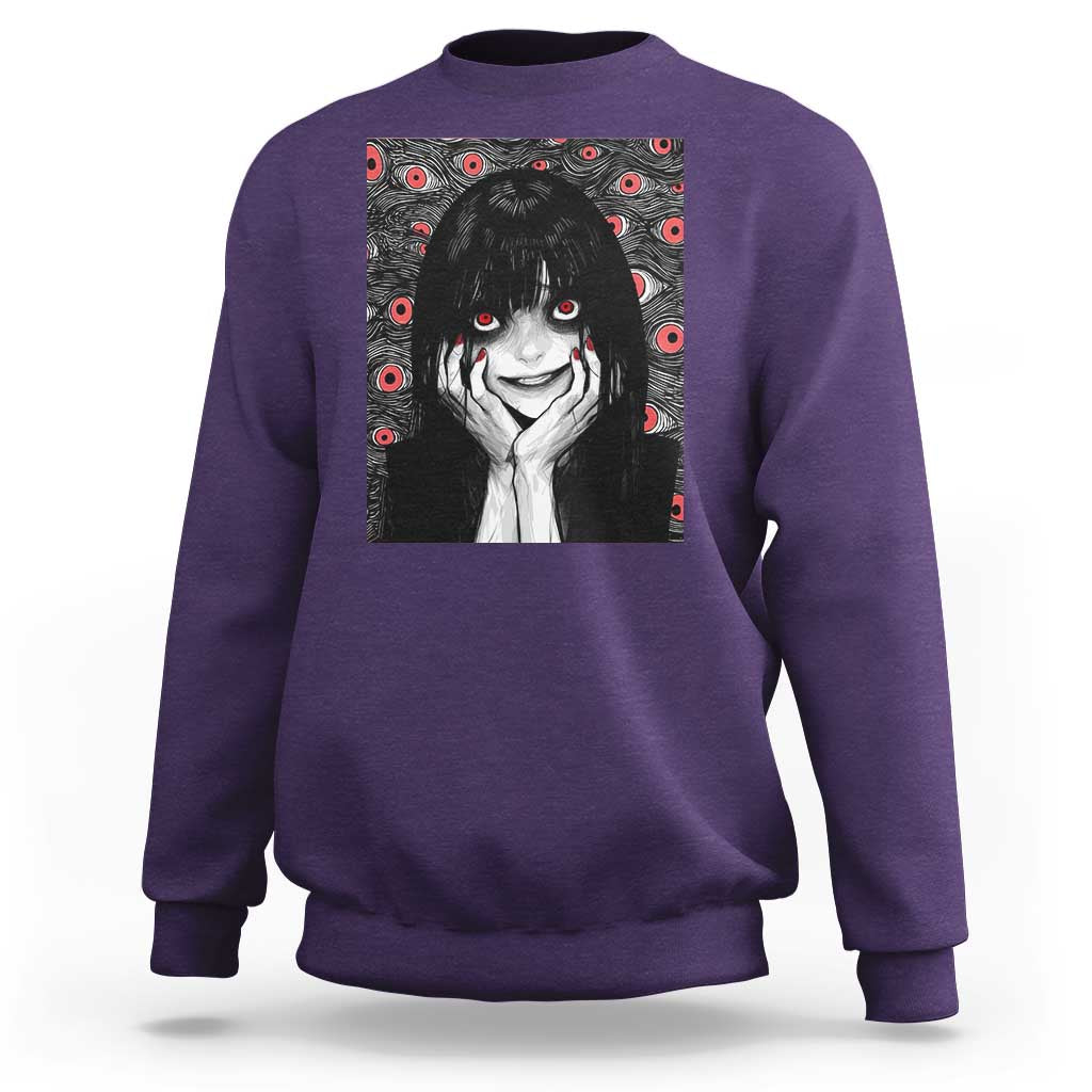 Horror Anime Girl Manga Creepy Halloween Sweatshirt - Wonder Print Shop