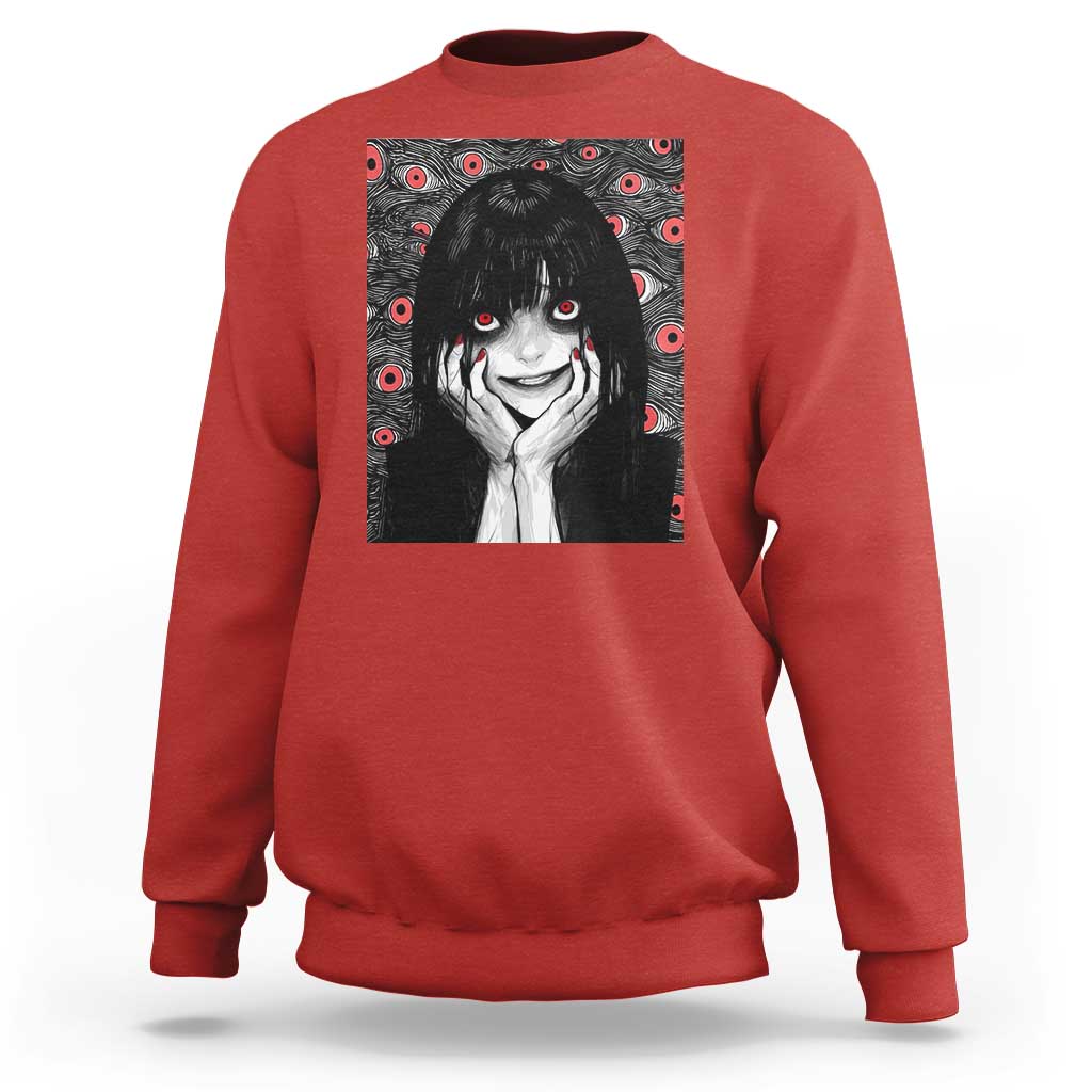 Horror Anime Girl Manga Creepy Halloween Sweatshirt - Wonder Print Shop