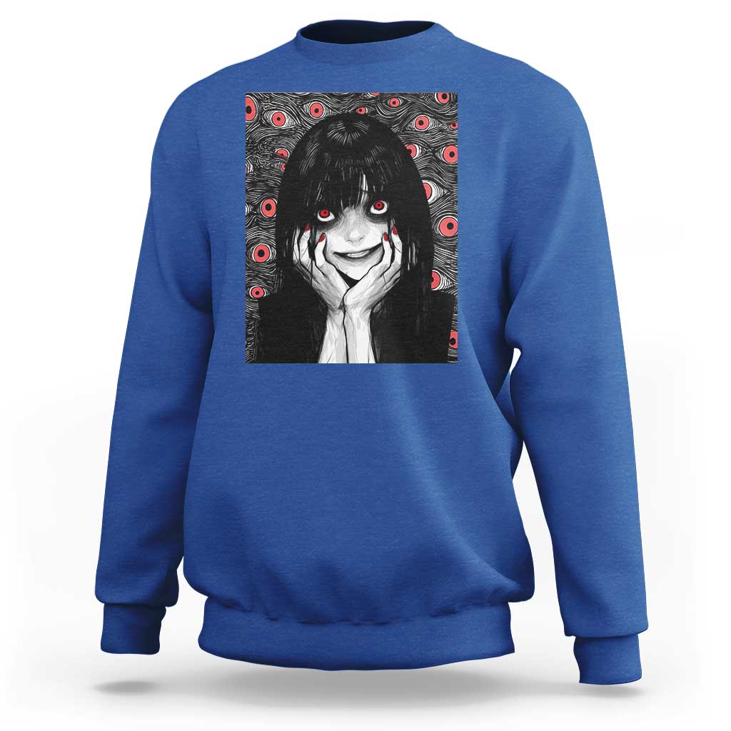 Horror Anime Girl Manga Creepy Halloween Sweatshirt - Wonder Print Shop