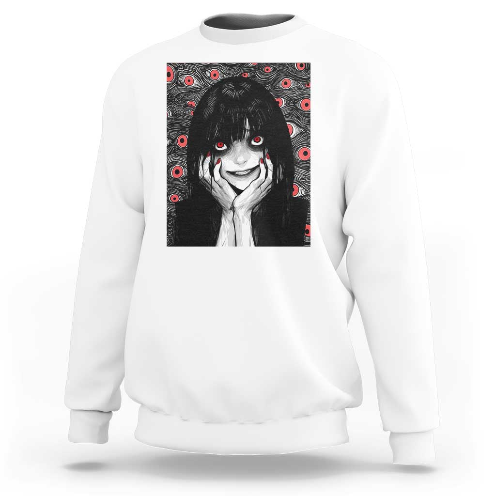 Horror Anime Girl Manga Creepy Halloween Sweatshirt - Wonder Print Shop
