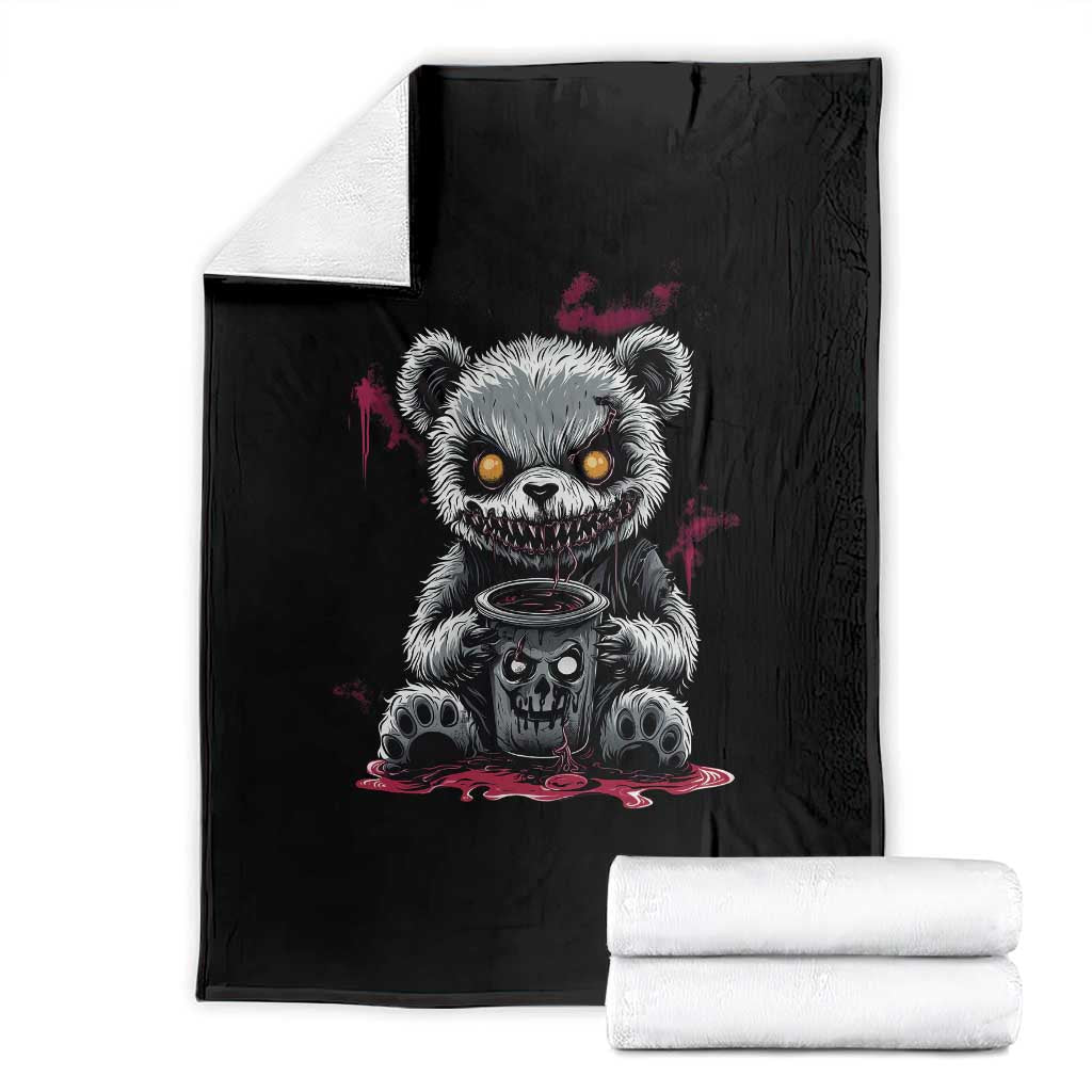 Emo Bear Coffee Creepy Halloween Throw Blanket - Wonder Print Shop