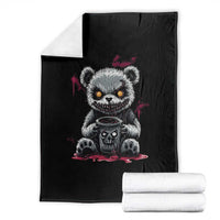 Emo Bear Coffee Creepy Halloween Throw Blanket - Wonder Print Shop