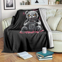 Emo Bear Coffee Creepy Halloween Throw Blanket - Wonder Print Shop