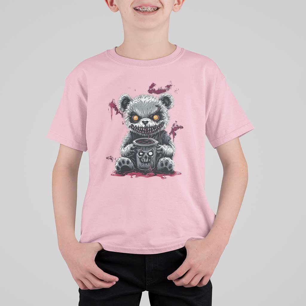 Emo Bear Coffee Creepy Halloween T Shirt For Kid - Wonder Print Shop