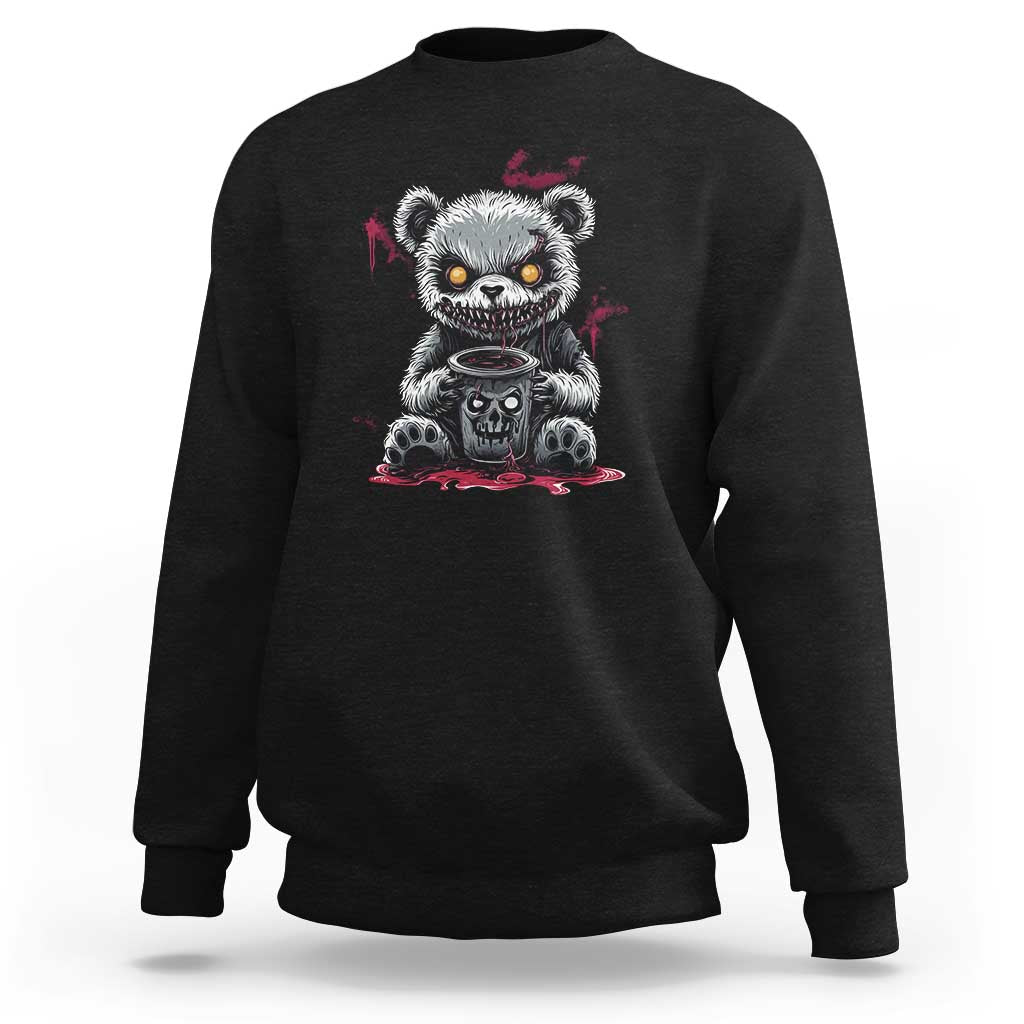 Emo Bear Coffee Creepy Halloween Sweatshirt - Wonder Print Shop