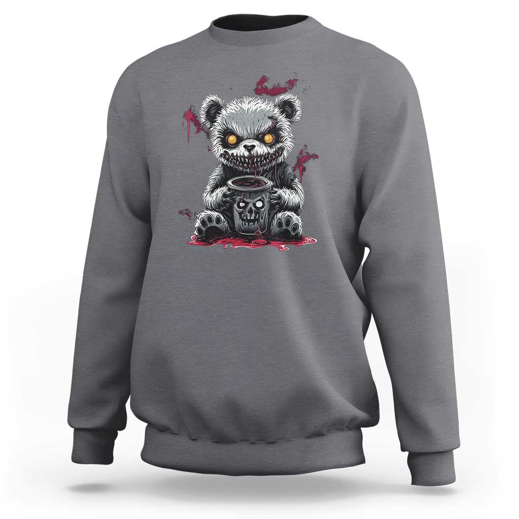 Emo Bear Coffee Creepy Halloween Sweatshirt - Wonder Print Shop