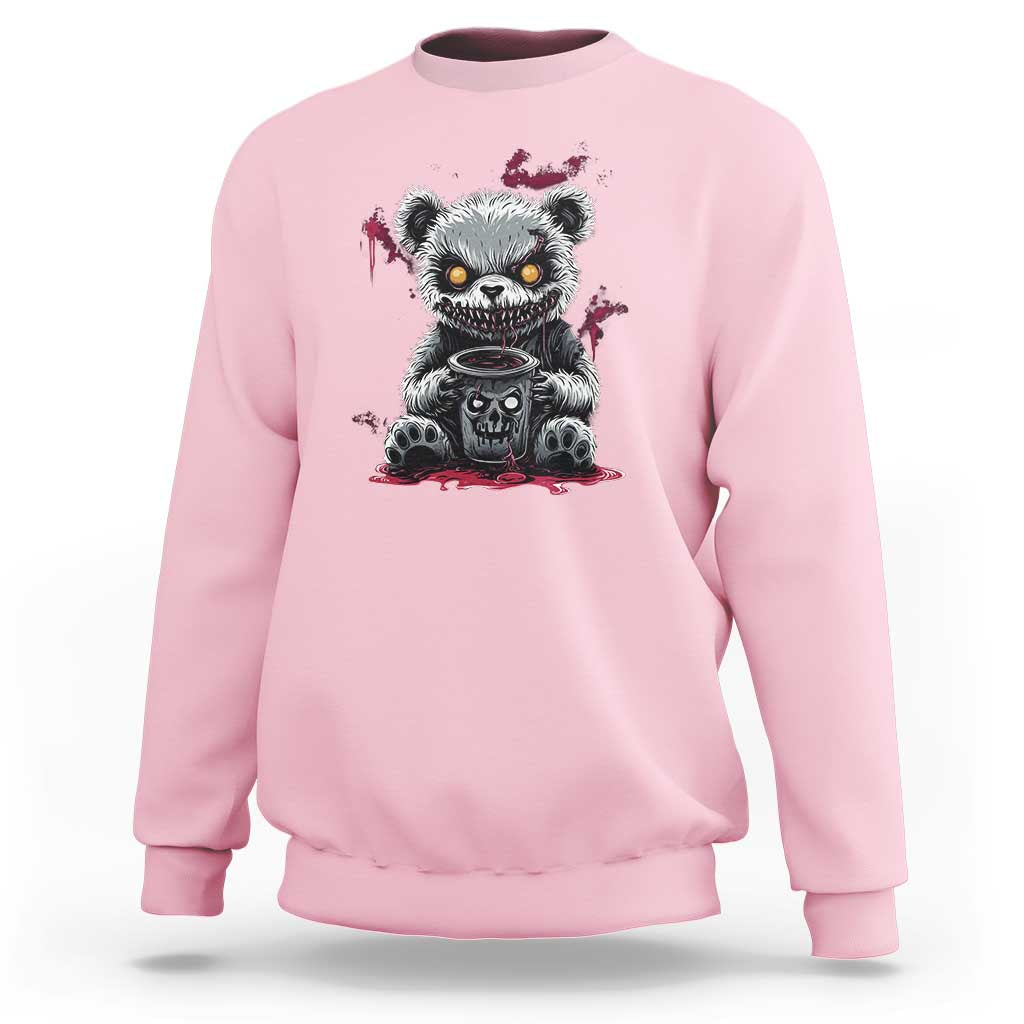 Emo Bear Coffee Creepy Halloween Sweatshirt - Wonder Print Shop