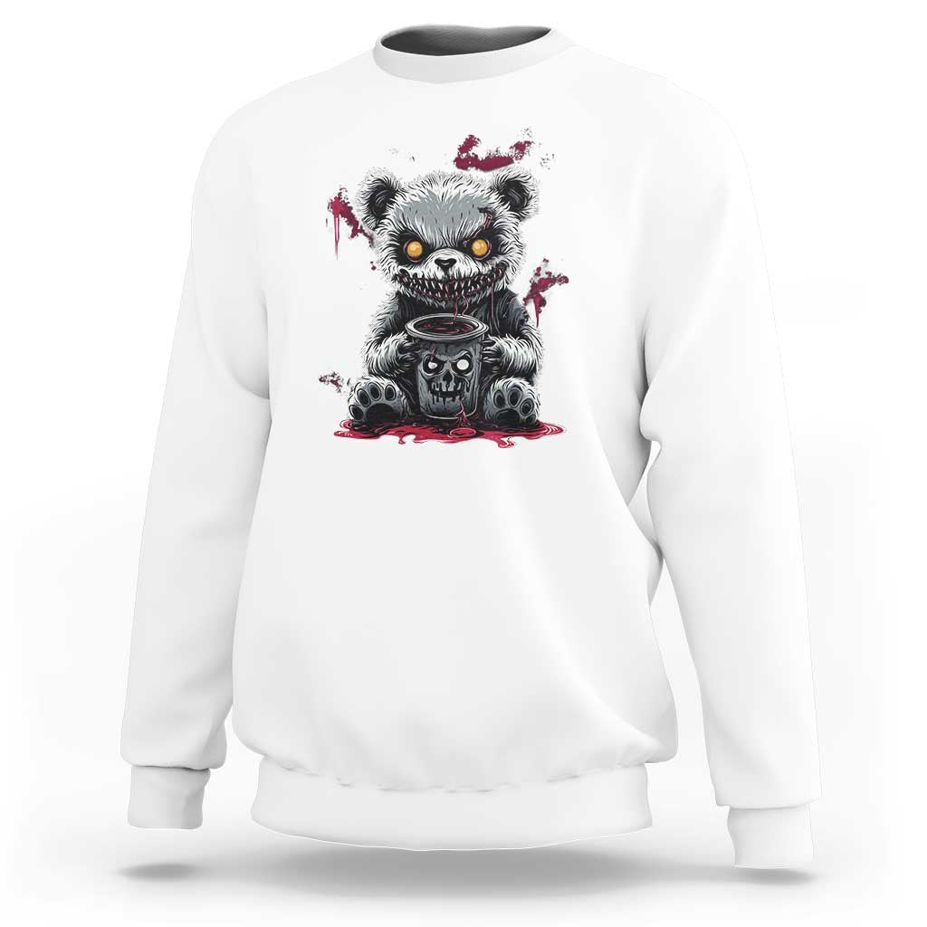 Emo Bear Coffee Creepy Halloween Sweatshirt - Wonder Print Shop