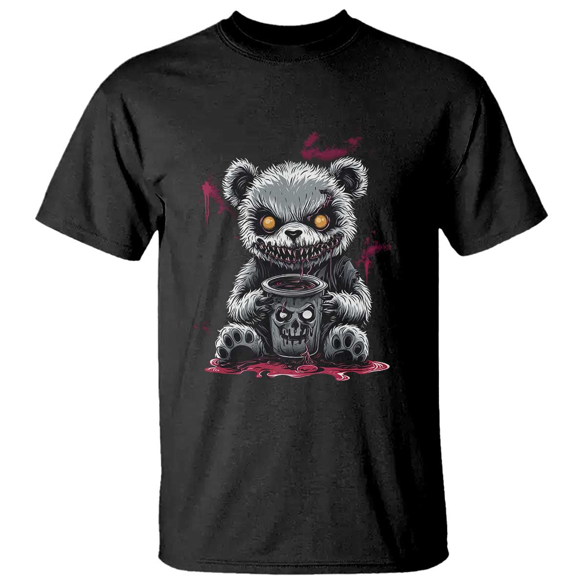 Emo Bear Coffee Creepy Halloween T Shirt - Wonder Print Shop
