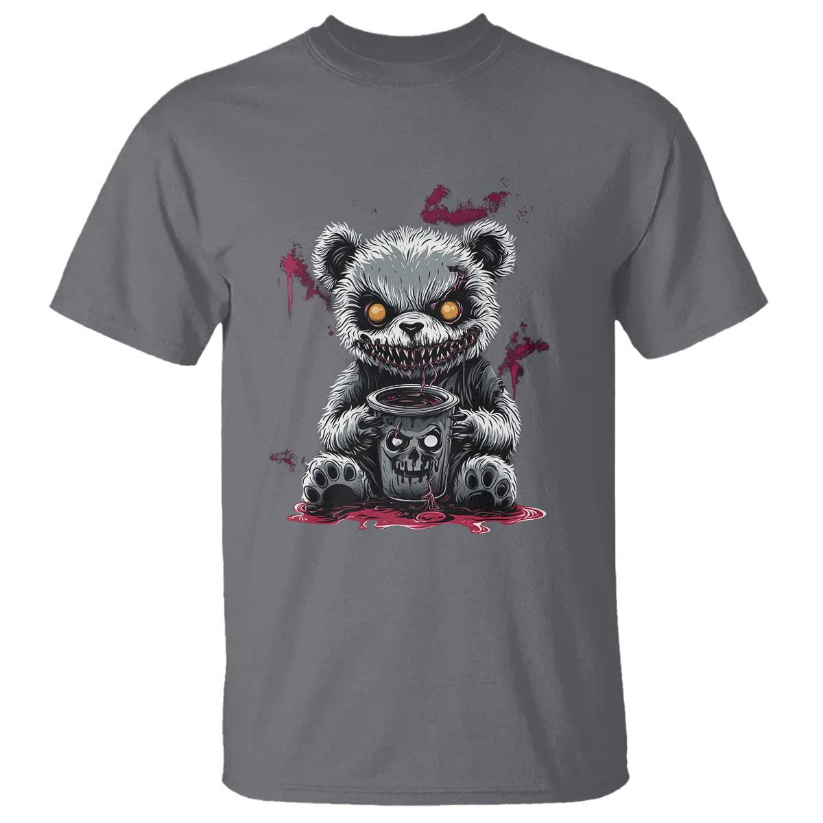 Emo Bear Coffee Creepy Halloween T Shirt - Wonder Print Shop