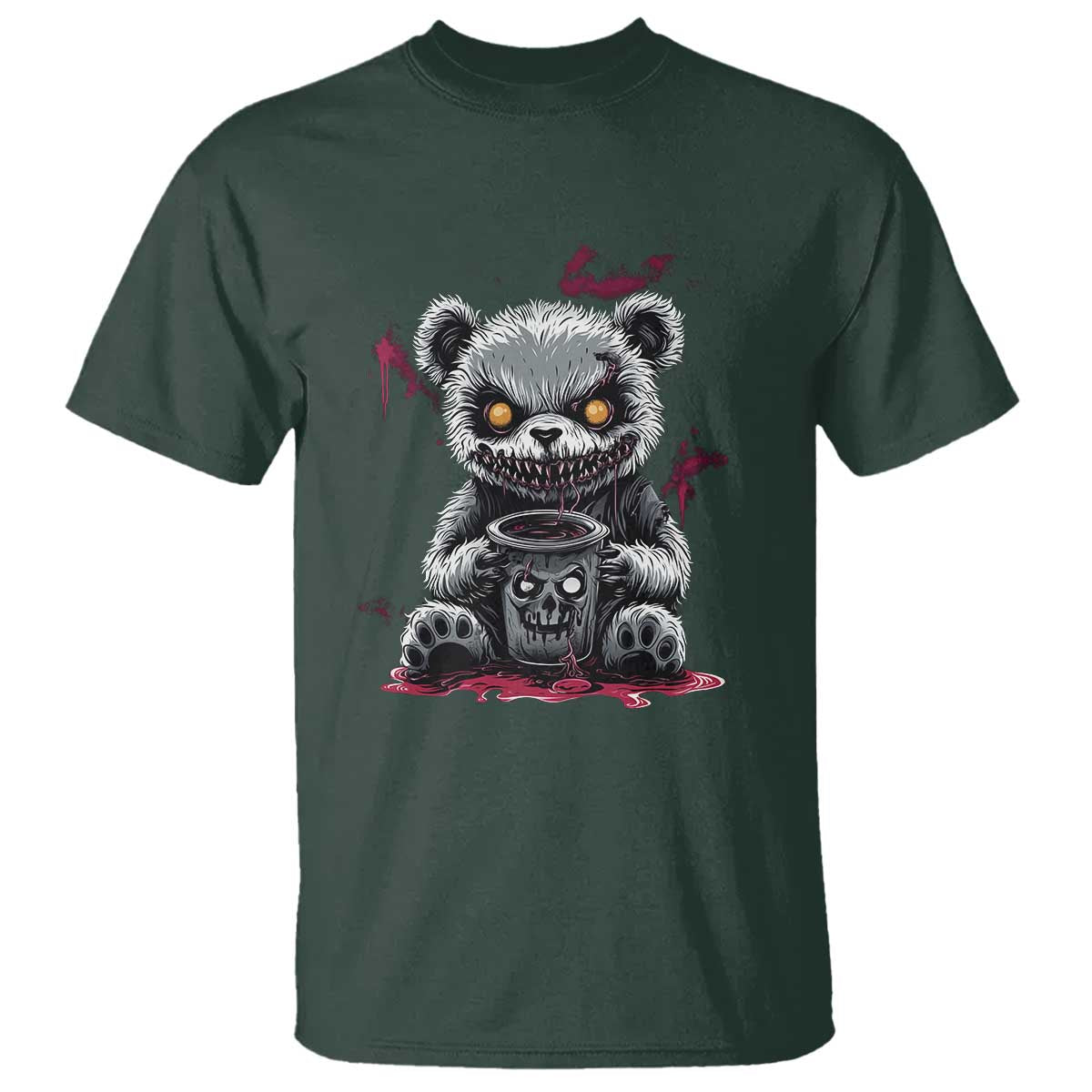 Emo Bear Coffee Creepy Halloween T Shirt - Wonder Print Shop