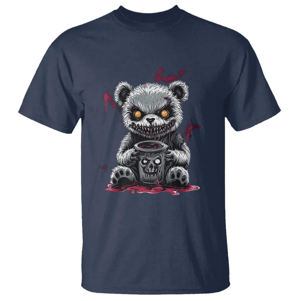 Emo Bear Coffee Creepy Halloween T Shirt - Wonder Print Shop