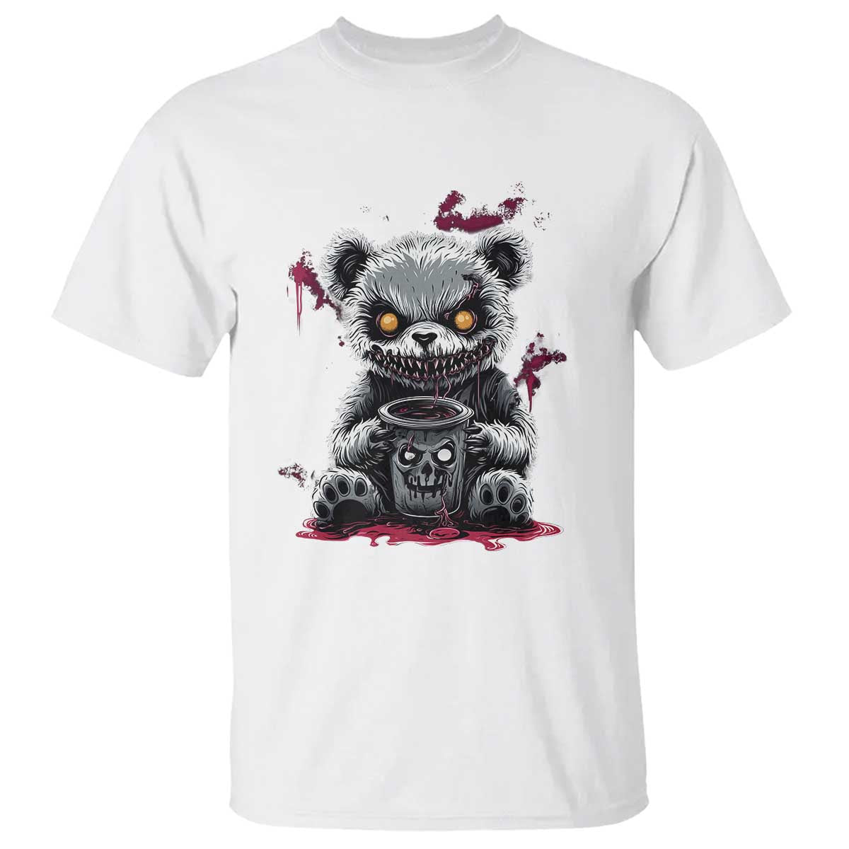 Emo Bear Coffee Creepy Halloween T Shirt - Wonder Print Shop