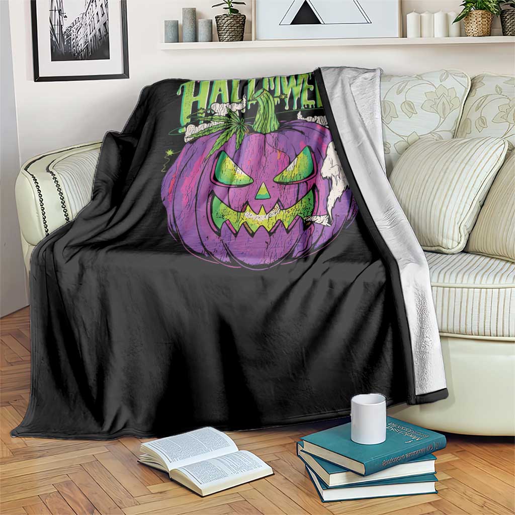 Funny Halloween Throw Blanket Halloweed Pumpkin Weed Cannabis Smoking - Wonder Print Shop