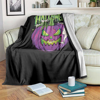Funny Halloween Throw Blanket Halloweed Pumpkin Weed Cannabis Smoking - Wonder Print Shop