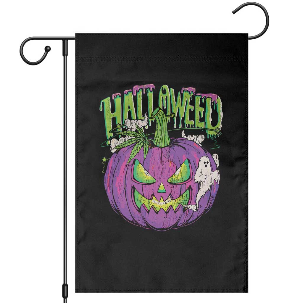 Funny Halloween Garden Flag Halloweed Pumpkin Weed Cannabis Smoking - Wonder Print Shop