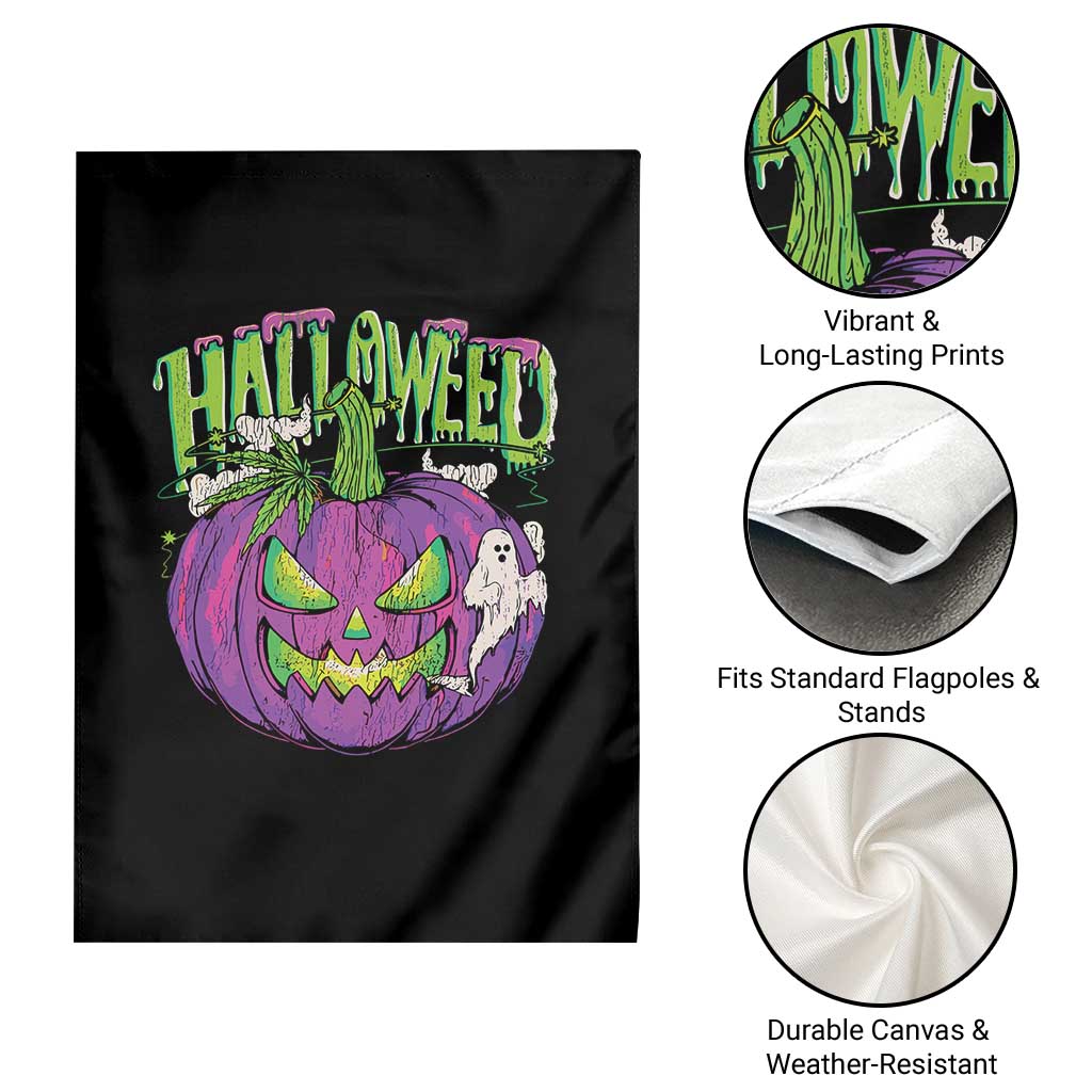 Funny Halloween Garden Flag Halloweed Pumpkin Weed Cannabis Smoking - Wonder Print Shop