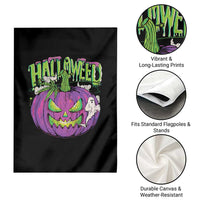 Funny Halloween Garden Flag Halloweed Pumpkin Weed Cannabis Smoking - Wonder Print Shop