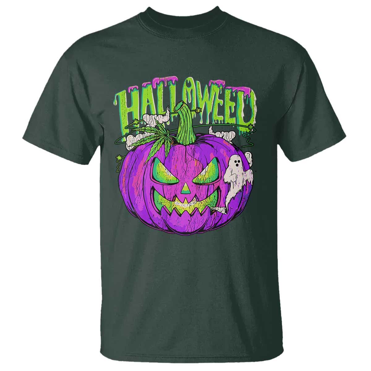 Funny Halloween T Shirt Halloweed Pumpkin Weed Cannabis Smoking - Wonder Print Shop