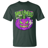 Funny Halloween T Shirt Halloweed Pumpkin Weed Cannabis Smoking - Wonder Print Shop