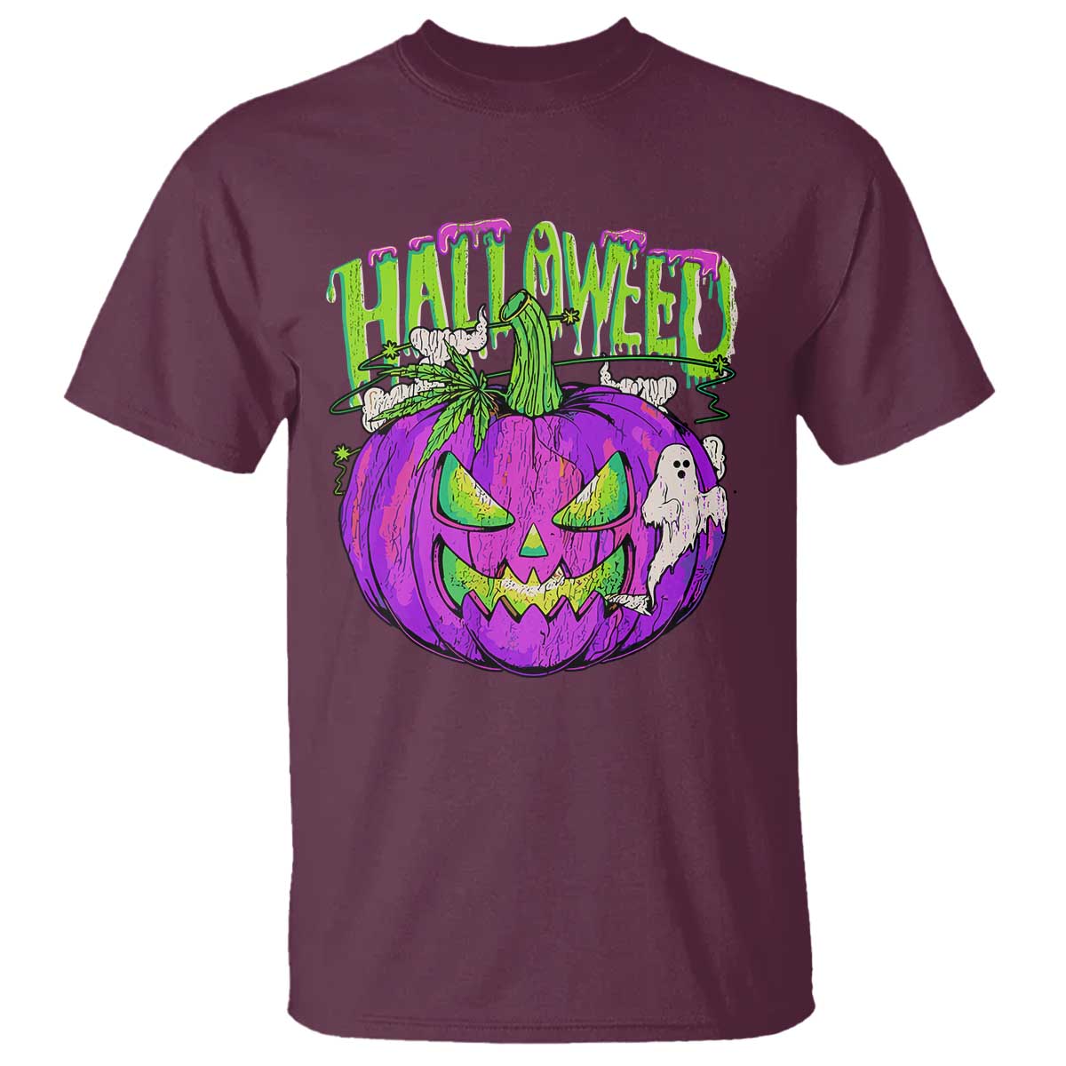 Funny Halloween T Shirt Halloweed Pumpkin Weed Cannabis Smoking - Wonder Print Shop