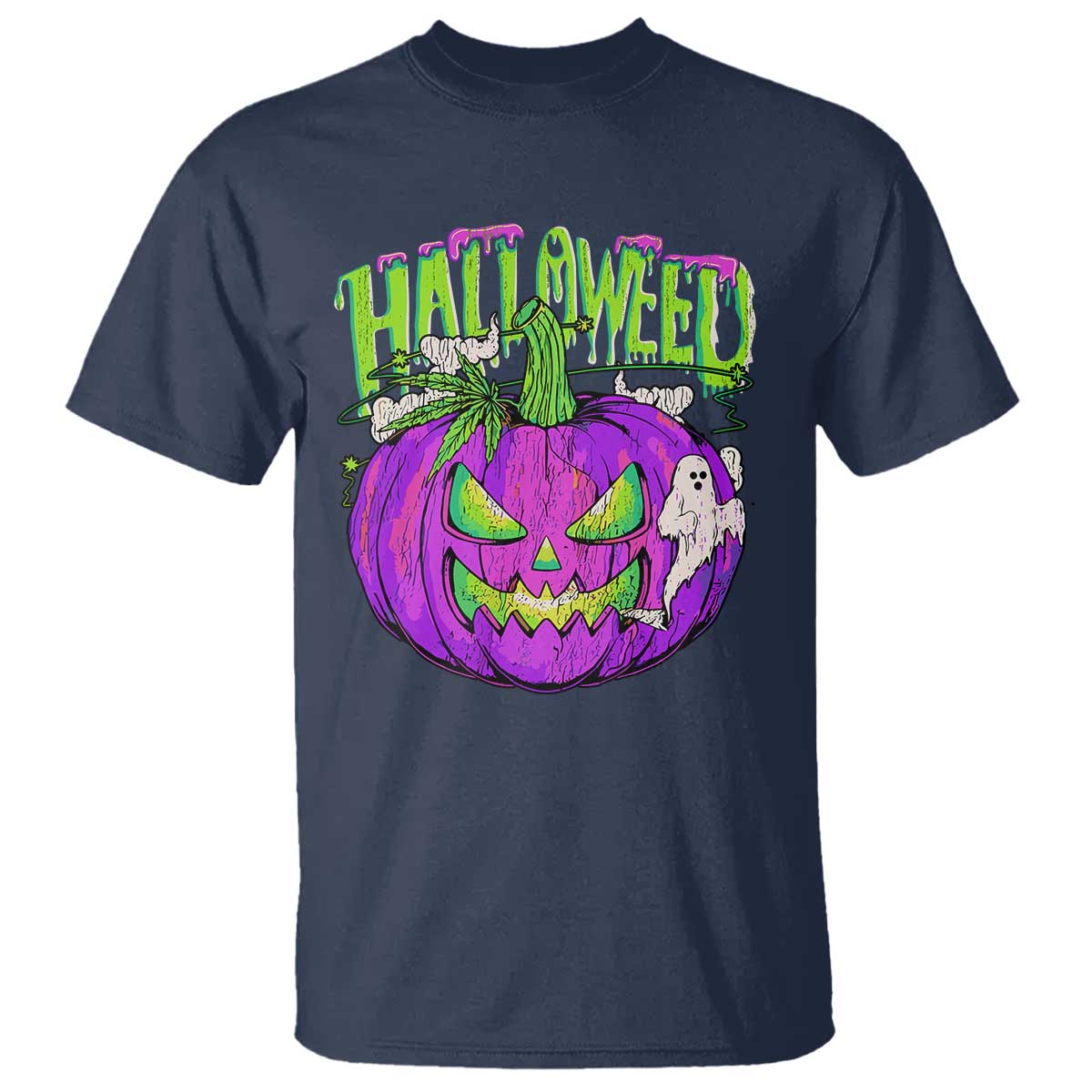 Funny Halloween T Shirt Halloweed Pumpkin Weed Cannabis Smoking - Wonder Print Shop