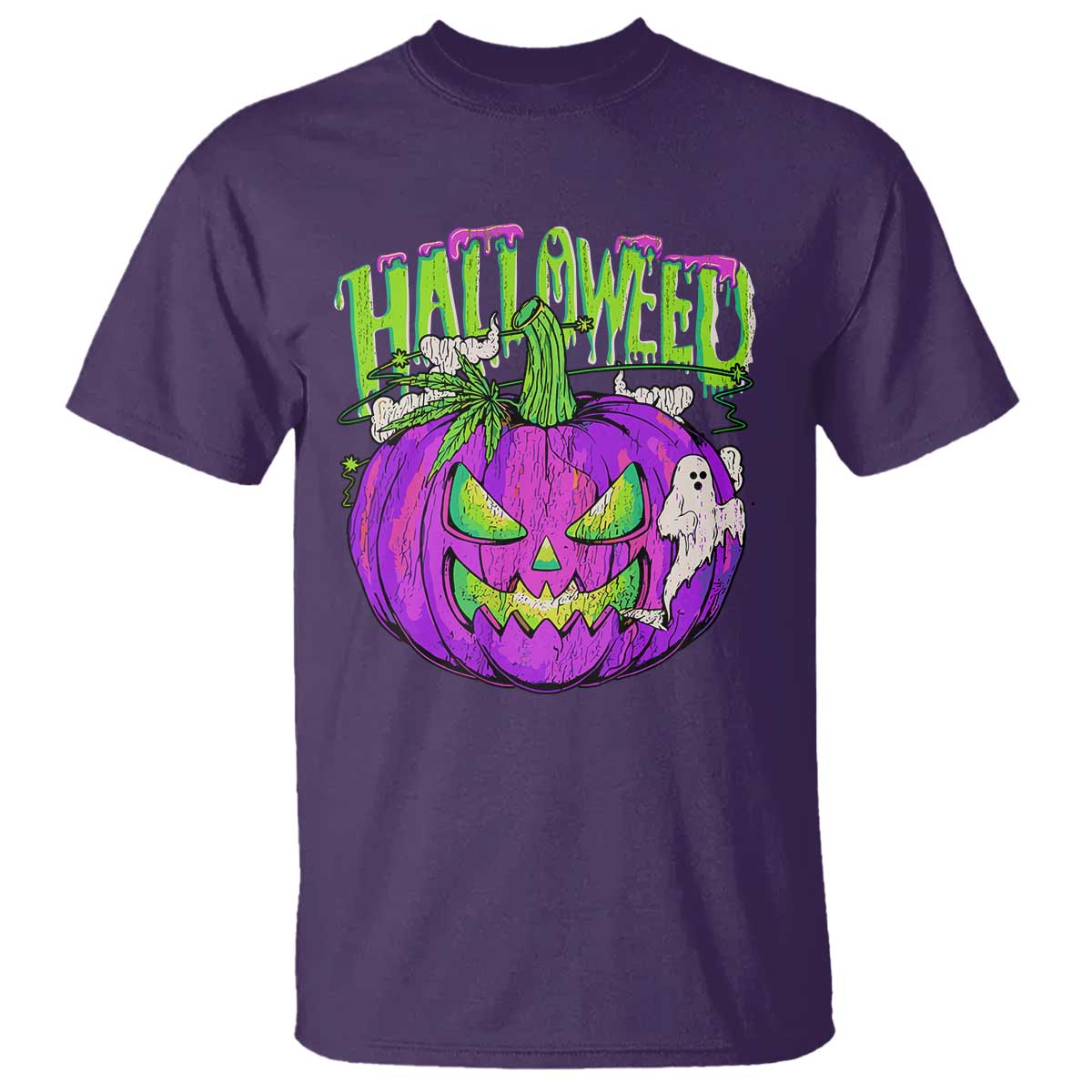 Funny Halloween T Shirt Halloweed Pumpkin Weed Cannabis Smoking - Wonder Print Shop