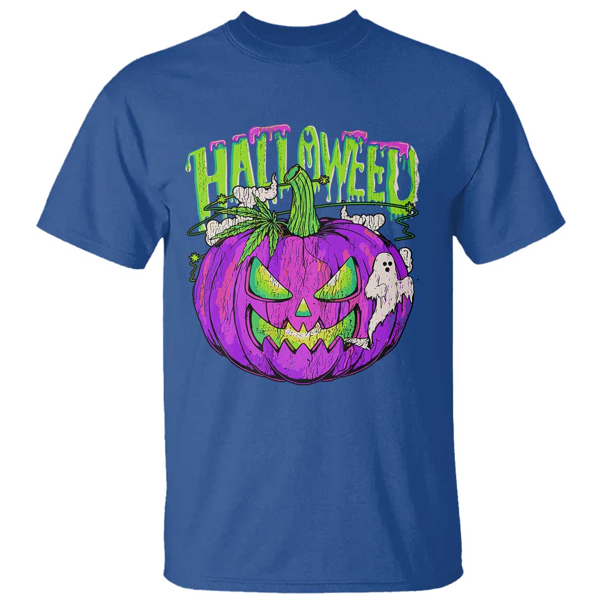 Funny Halloween T Shirt Halloweed Pumpkin Weed Cannabis Smoking - Wonder Print Shop