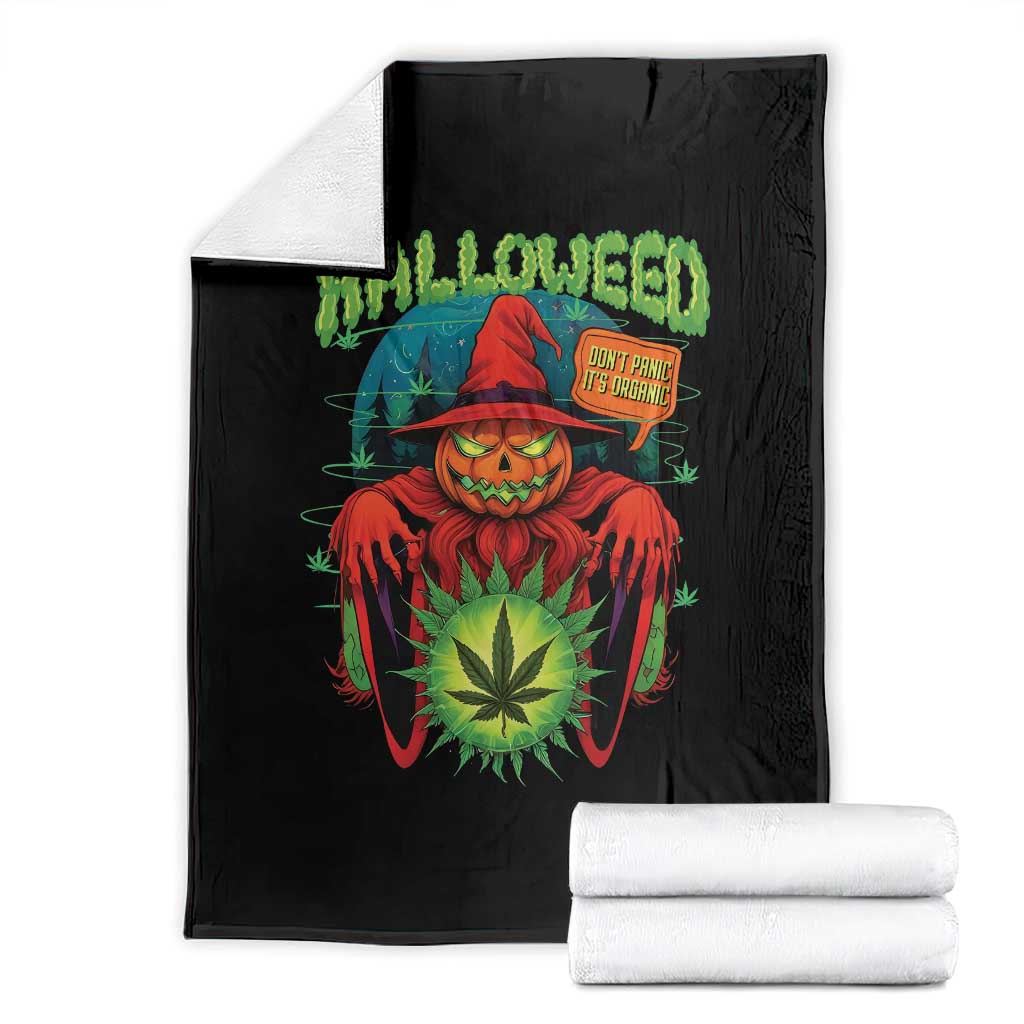 Funny Halloween Throw Blanket Happy Halloweed Pumpkin Witch Weed Cannabis Smoking - Wonder Print Shop