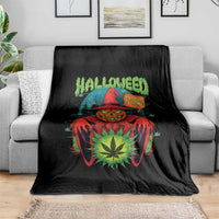 Funny Halloween Throw Blanket Happy Halloweed Pumpkin Witch Weed Cannabis Smoking - Wonder Print Shop