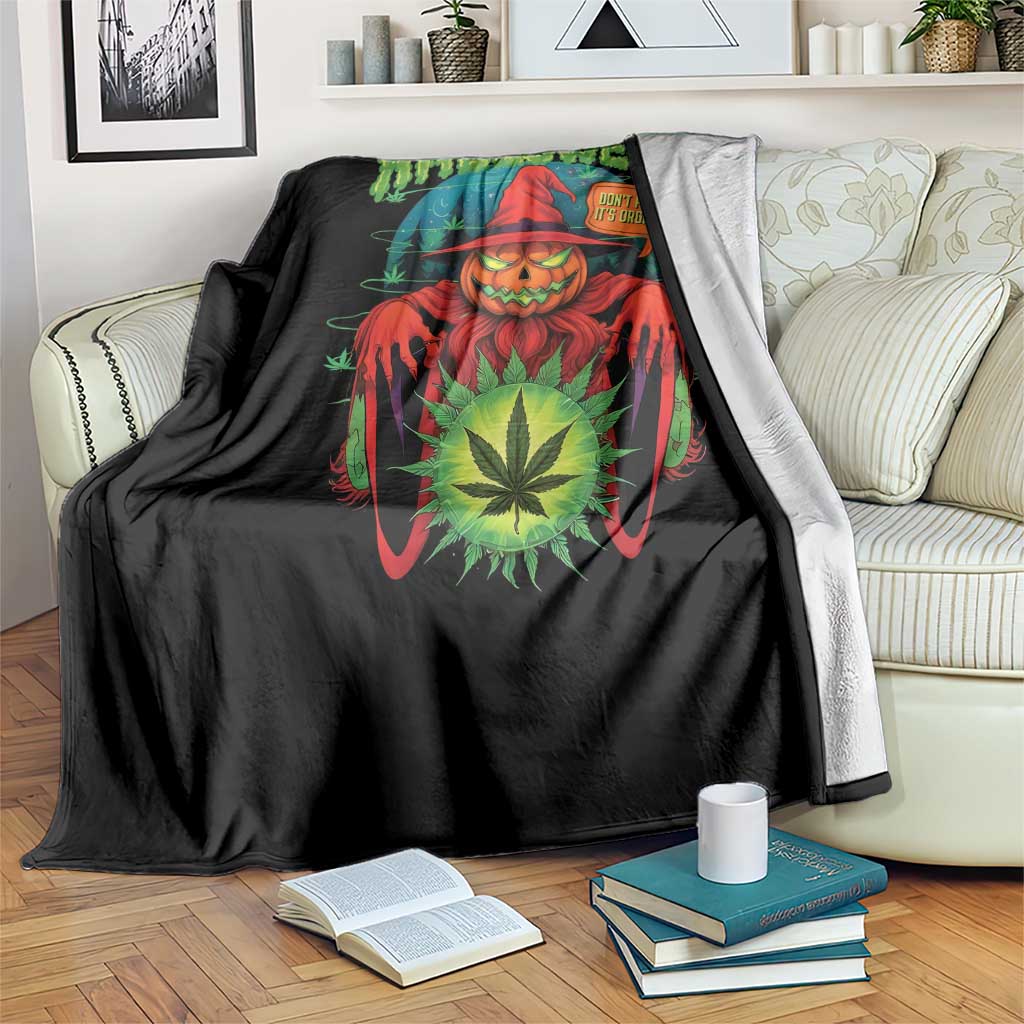 Funny Halloween Throw Blanket Happy Halloweed Pumpkin Witch Weed Cannabis Smoking - Wonder Print Shop