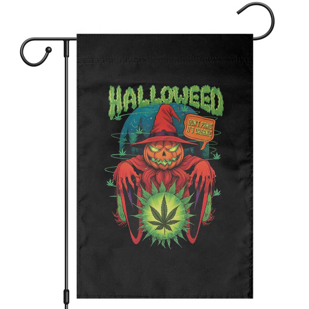 Funny Halloween Garden Flag Happy Halloweed Pumpkin Witch Weed Cannabis Smoking - Wonder Print Shop