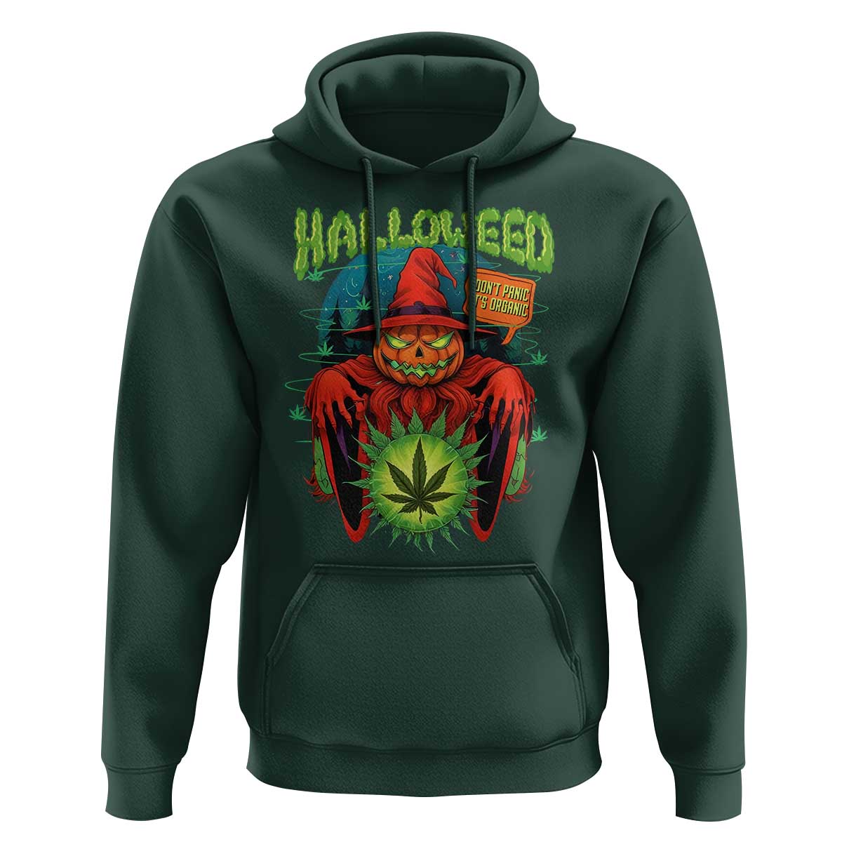 Funny Halloween Hoodie Happy Halloweed Pumpkin Witch Weed Cannabis Smoking