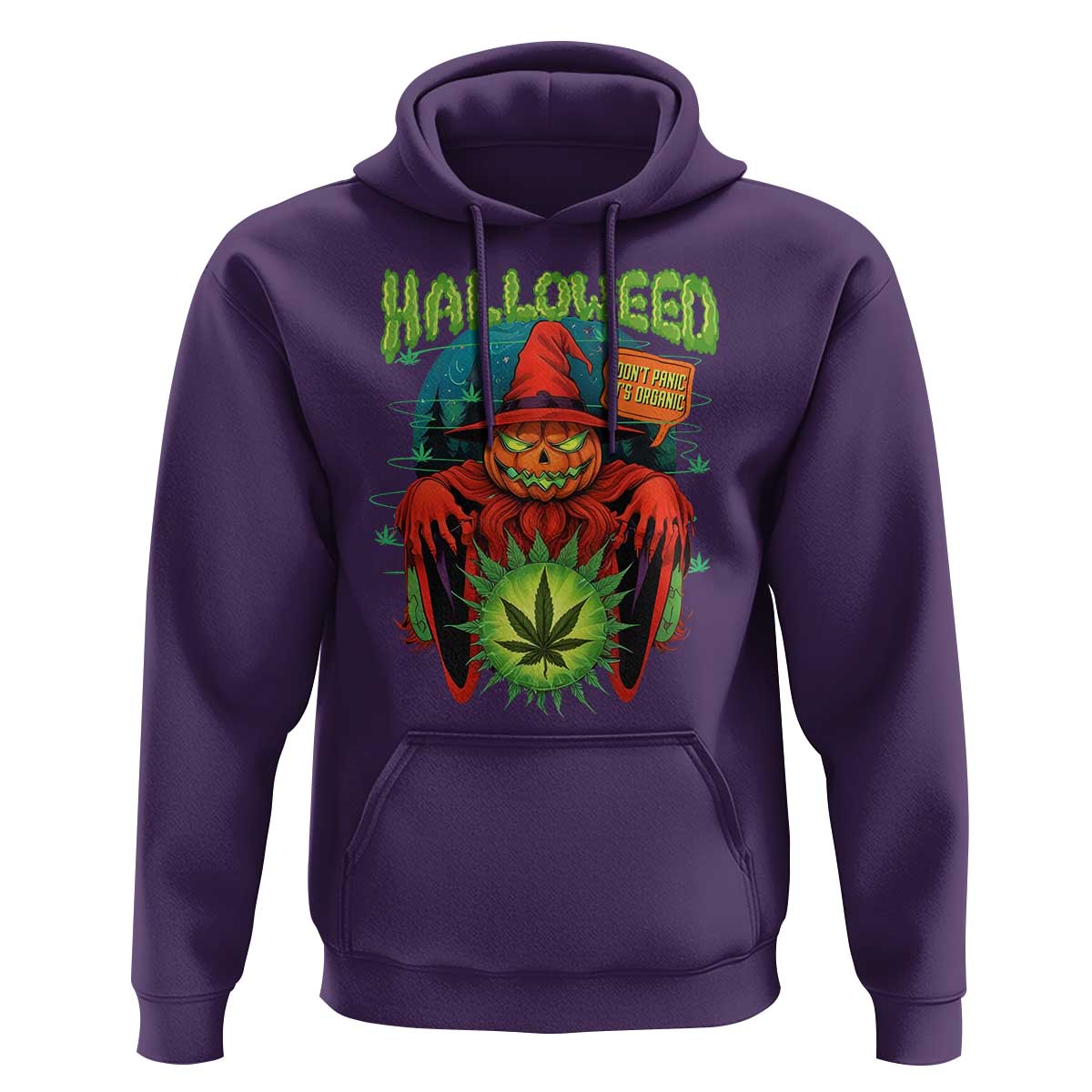 Funny Halloween Hoodie Happy Halloweed Pumpkin Witch Weed Cannabis Smoking