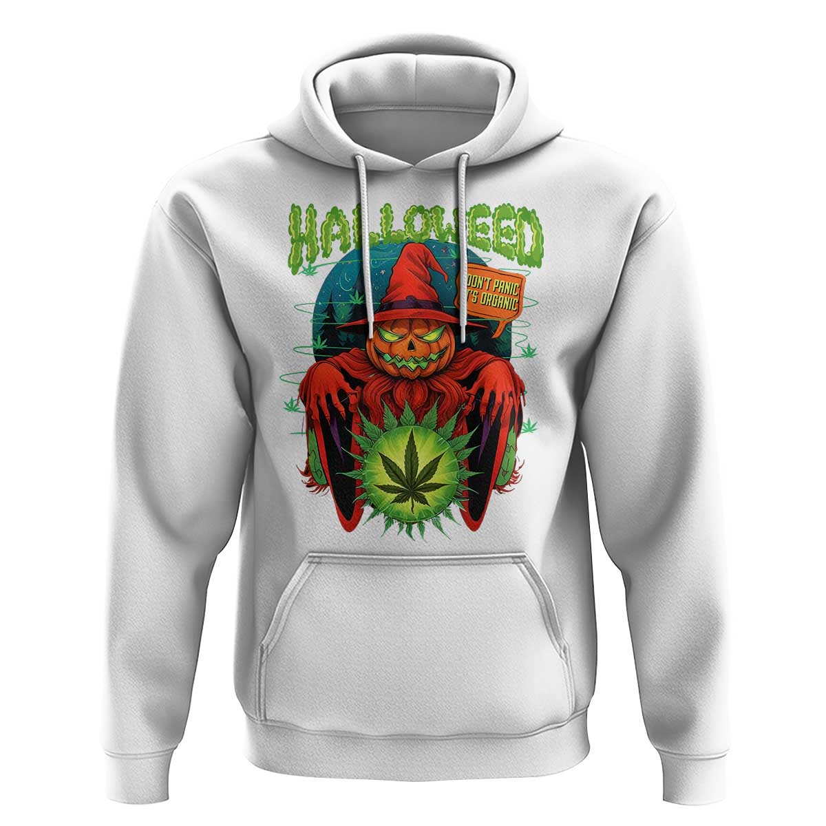 Funny Halloween Hoodie Happy Halloweed Pumpkin Witch Weed Cannabis Smoking
