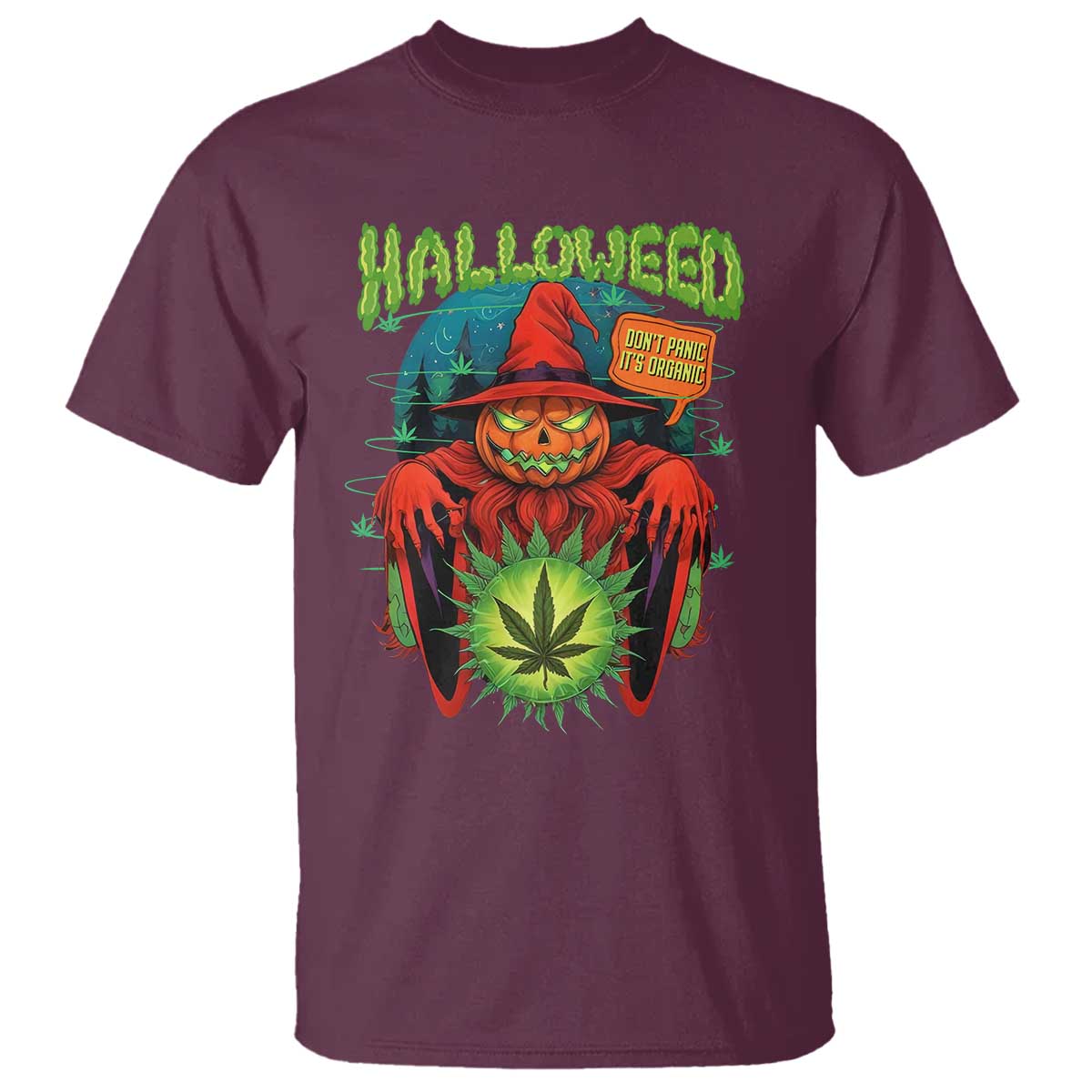 Funny Halloween T Shirt Happy Halloweed Pumpkin Witch Weed Cannabis Smoking - Wonder Print Shop