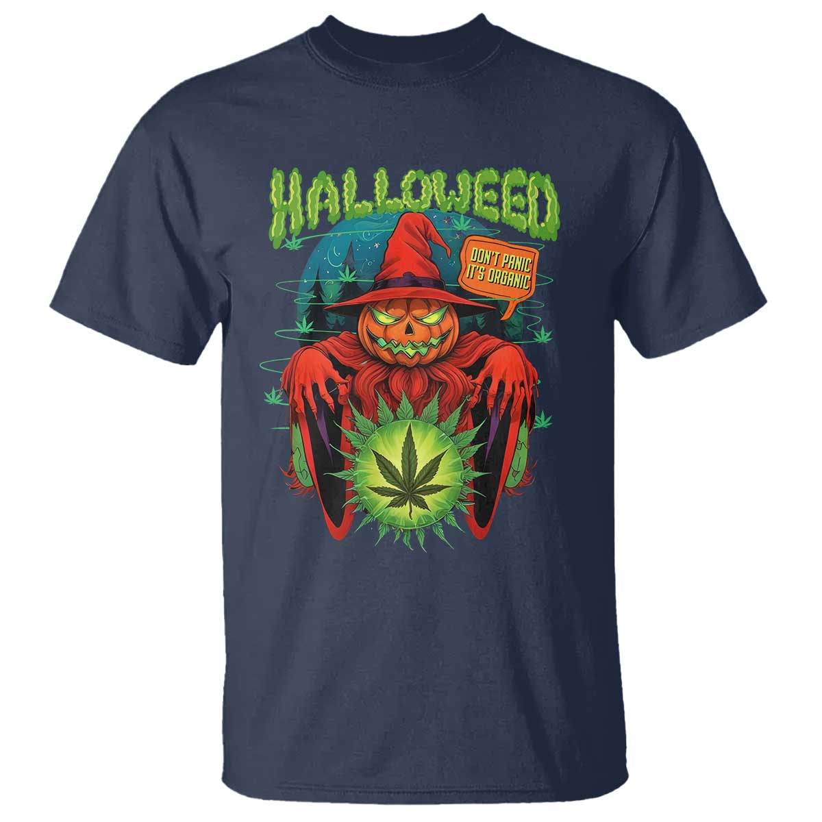 Funny Halloween T Shirt Happy Halloweed Pumpkin Witch Weed Cannabis Smoking - Wonder Print Shop