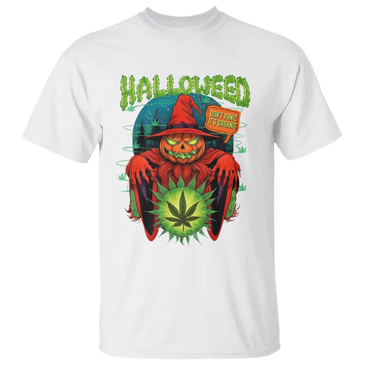 Funny Halloween T Shirt Happy Halloweed Pumpkin Witch Weed Cannabis Smoking - Wonder Print Shop