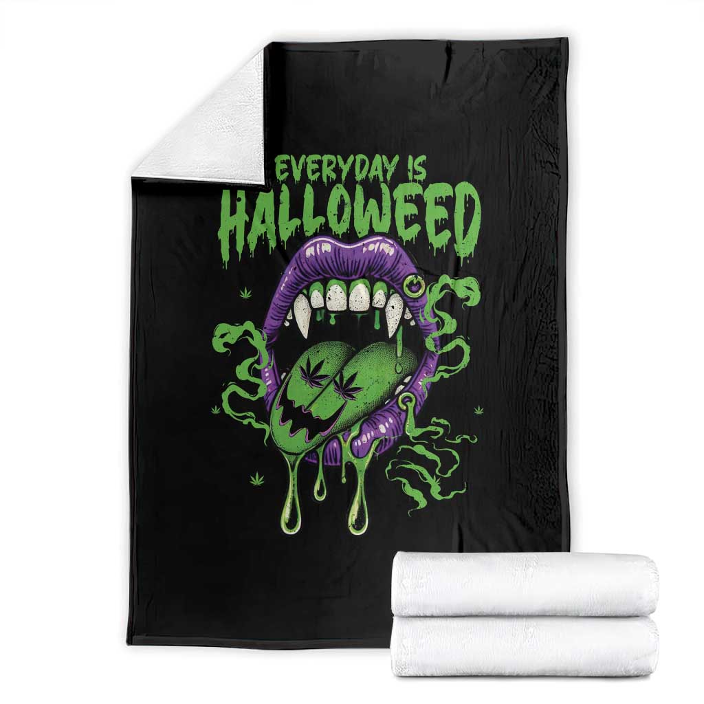 Funny Halloween Throw Blanket Everyday Is Halloweed Vampire Weed Cannabis Smoking - Wonder Print Shop
