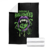 Funny Halloween Throw Blanket Everyday Is Halloweed Vampire Weed Cannabis Smoking - Wonder Print Shop