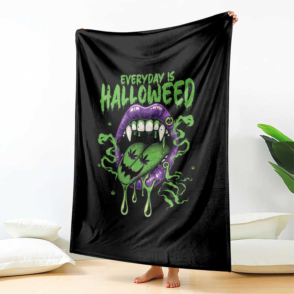 Funny Halloween Throw Blanket Everyday Is Halloweed Vampire Weed Cannabis Smoking - Wonder Print Shop